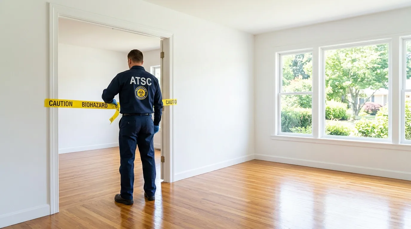 Certified biohazard cleanup crew performing Trauma Scene Cleanup in Livingston